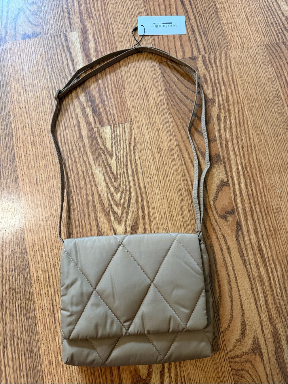 Vera Bradley Quilted Crossbody Bag in Taupe